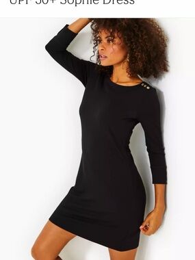 Lilly Pulitzer Black Sophie Dress with Gold Shoulder Buttons XS NWT